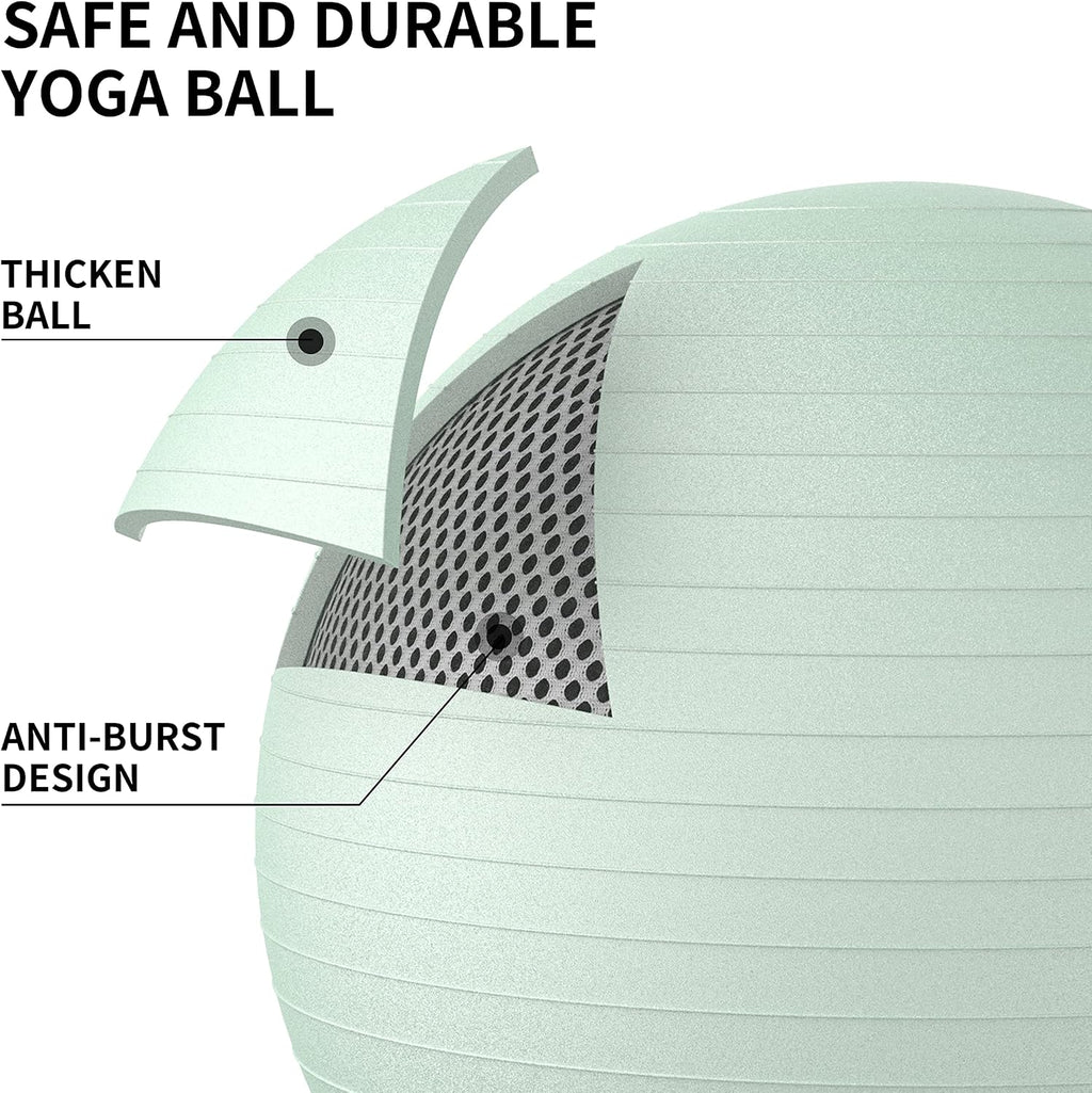 PROIRON Anti-Burst Exercise Ball 65cm Green Supports 500kg