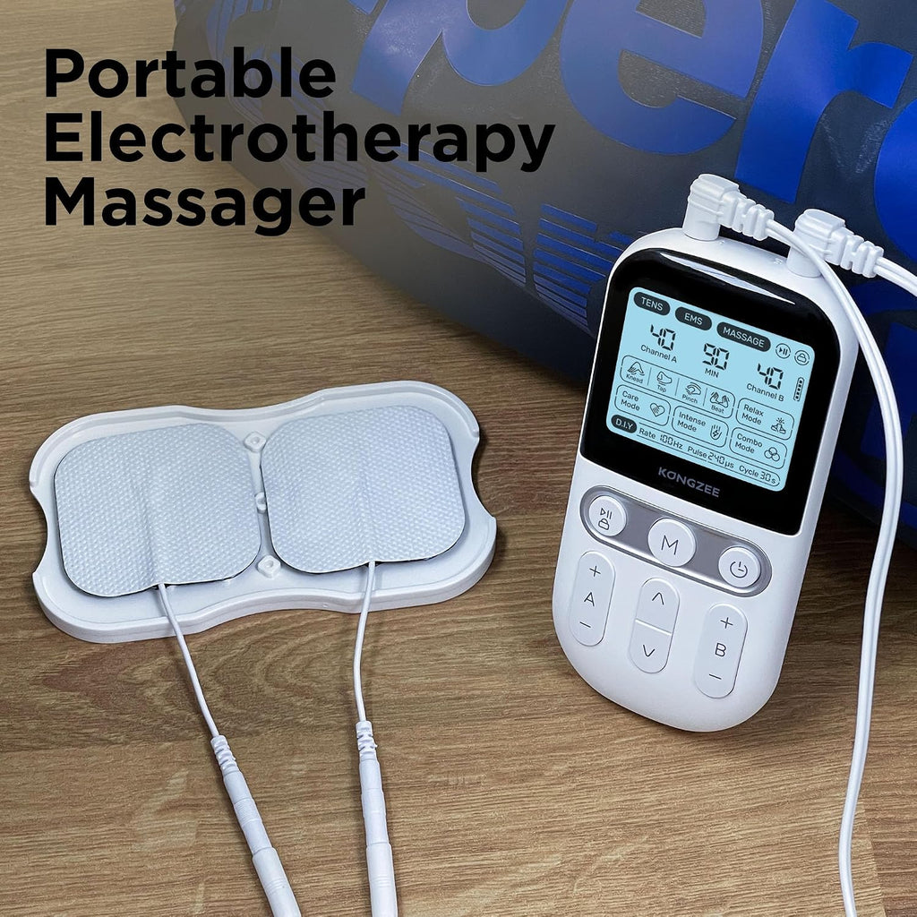 Kongzee AS9026 4-in-1 TENS Unit EMS Muscle Stimulator Rechargeable White