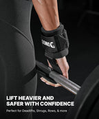 DMoose Fitness Weight Lifting Hooks with Thick Wrist Padding Black (Pair)