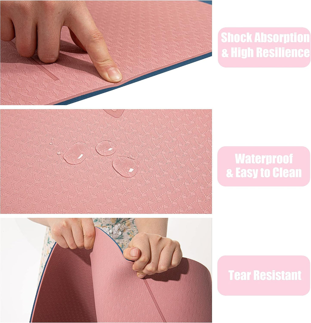 Herui Technology Alignment Lines Yoga Mat 72x24x0.24 Inch Pink