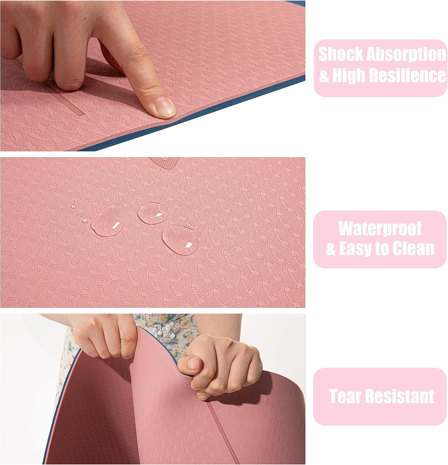 Herui Technology Alignment Lines Yoga Mat 72x24x0.24 Inch Pink