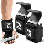 DMoose Fitness Weight Lifting Hooks with Thick Wrist Padding Black (Pair)
