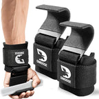 DMoose Fitness Weight Lifting Hooks with Thick Wrist Padding Black (Pair)
