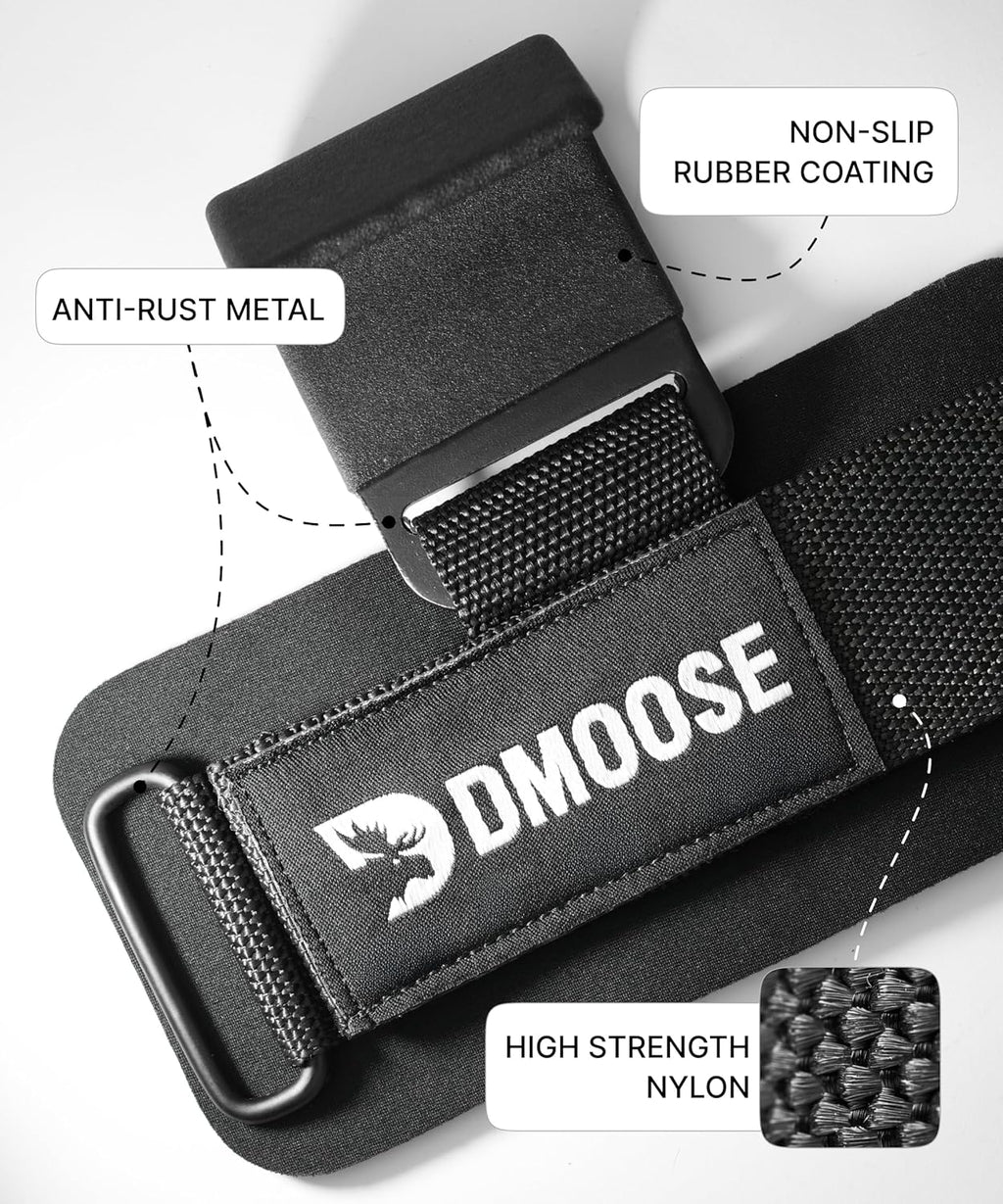 DMoose Fitness Weight Lifting Hooks with Thick Wrist Padding Black (Pair)