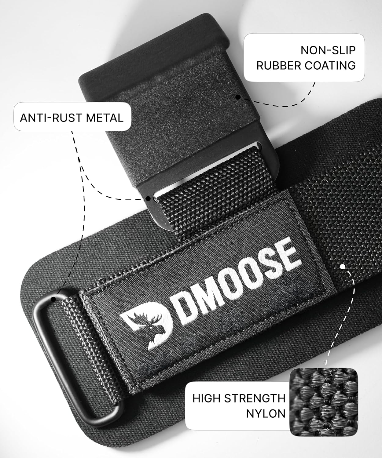 DMoose Fitness Weight Lifting Hooks with Thick Wrist Padding Black (Pair)