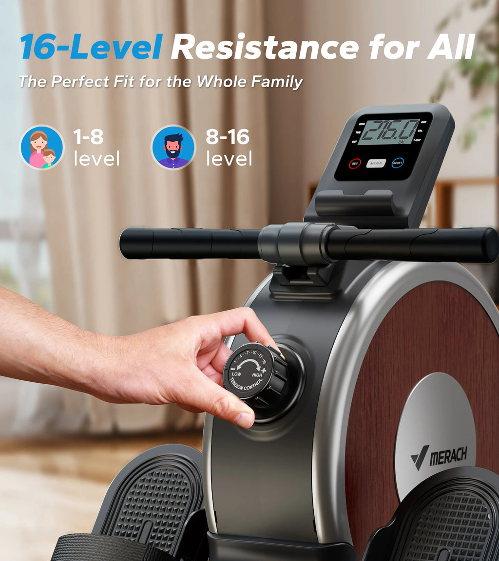 MERACH R02 Magnetic Rowing Machine 16 Levels Resistance 350lb Capacity
