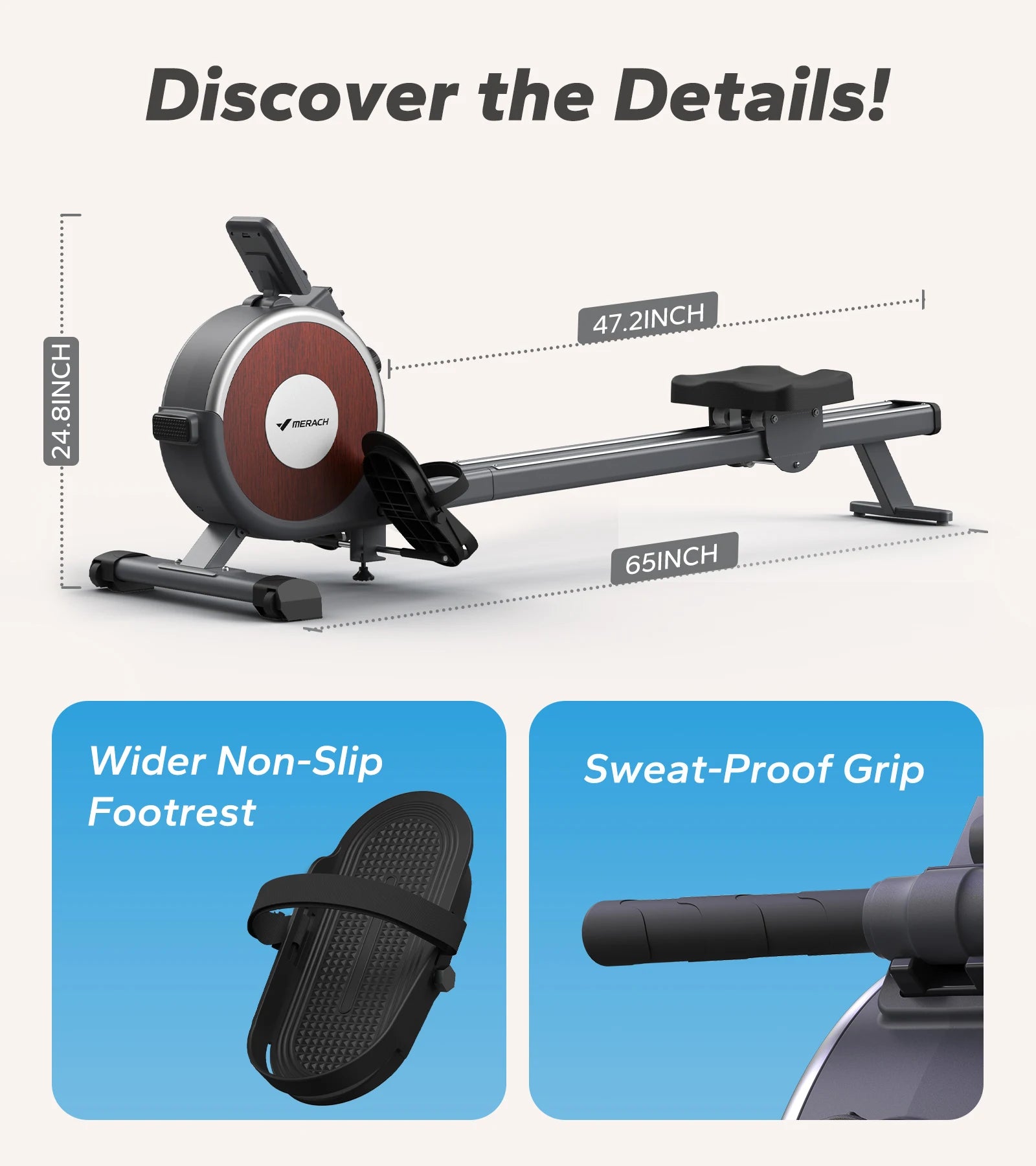 MERACH R02 Magnetic Rowing Machine 16 Levels Resistance 350lb Capacity