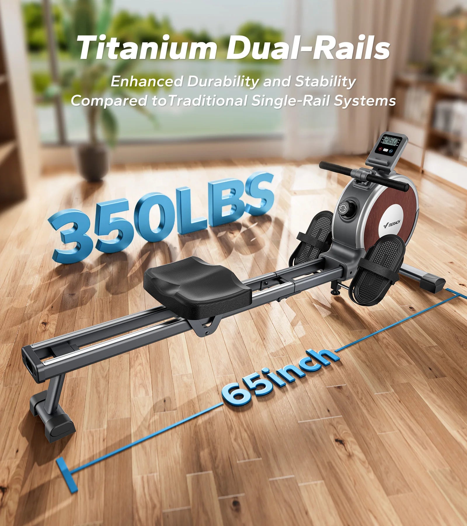 MERACH R02 Magnetic Rowing Machine 16 Levels Resistance 350lb Capacity
