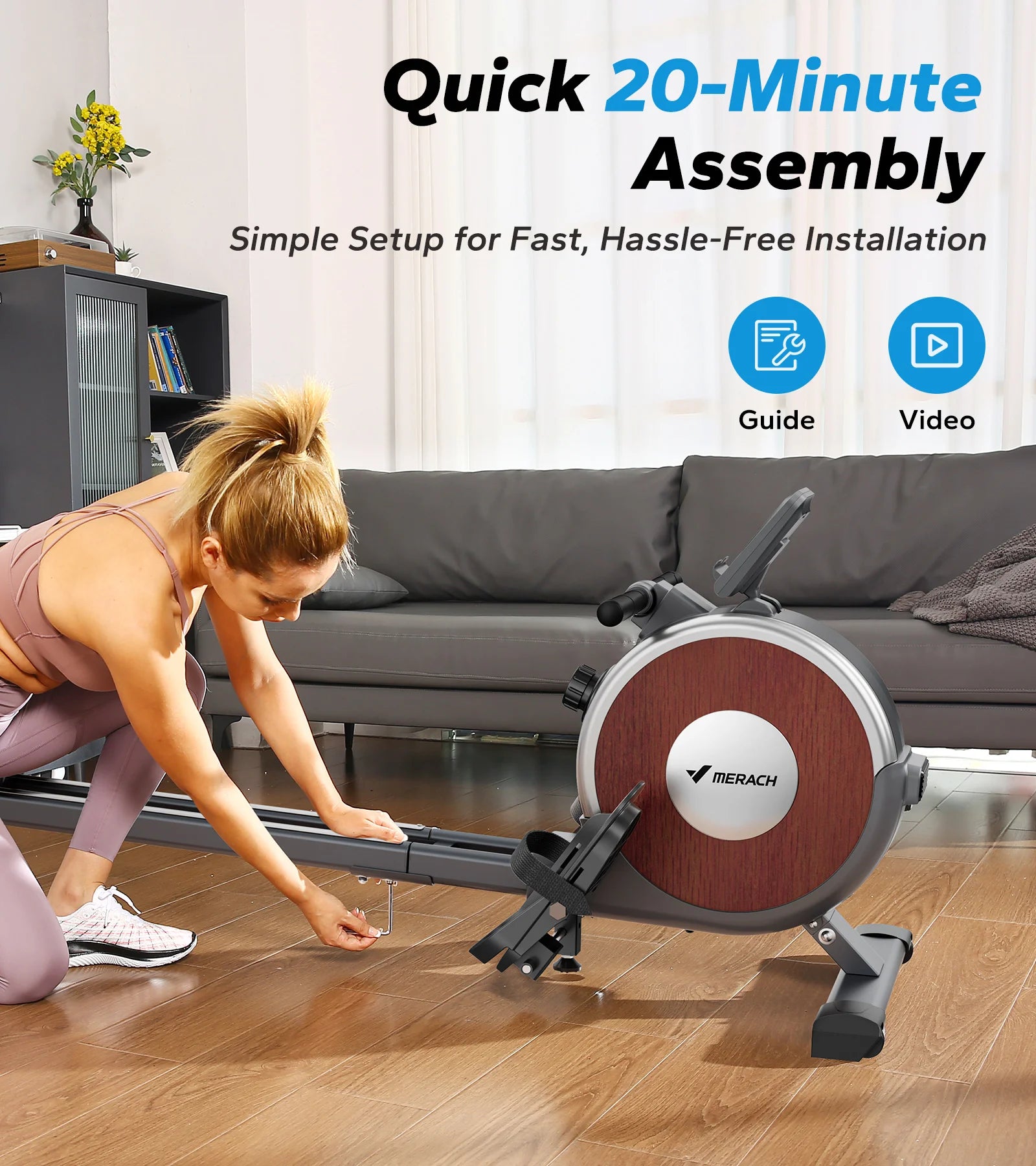 MERACH R02 Magnetic Rowing Machine 16 Levels Resistance 350lb Capacity