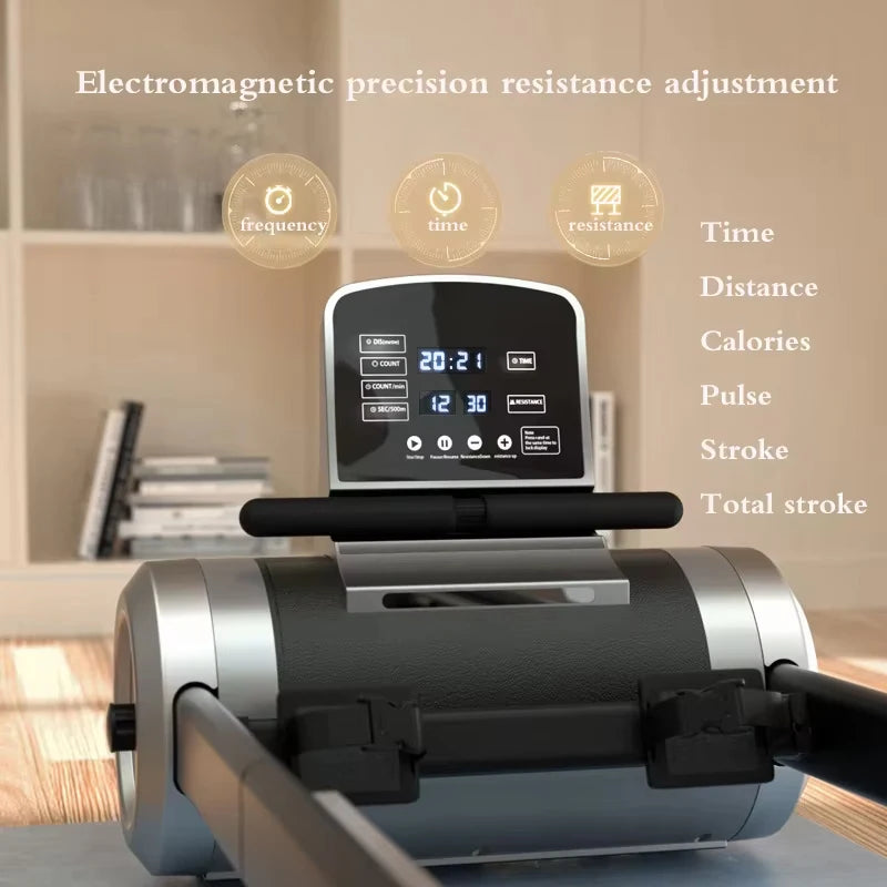 Magnetic Resistance Rowing Machine with Bluetooth Foldable Home Aerobics Rower