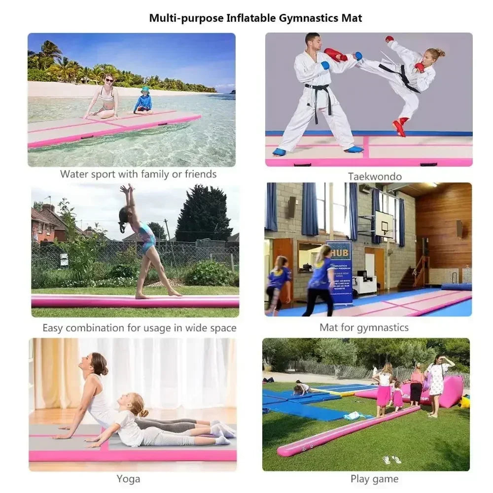 20cm Thick PVC Air Track Gymnastics Mat 8/9/10m Wear-Resistant Inflatable Tumbling Floor