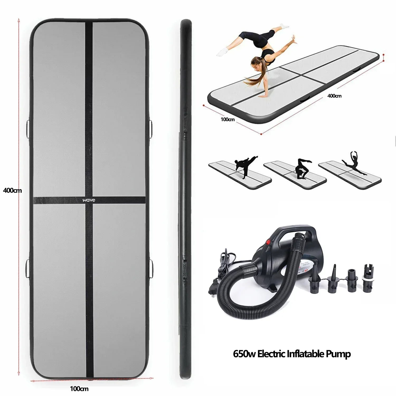 Inflatable Gymnastics Air Floor Mat 4m PVC with Pump