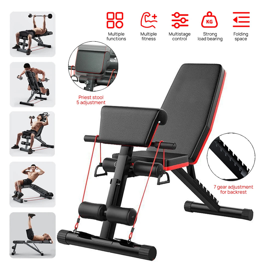 PORIYA ADKING Weight Bench Fitness Bench Press Squat Rack Adjustable Home Gym Equip Main image