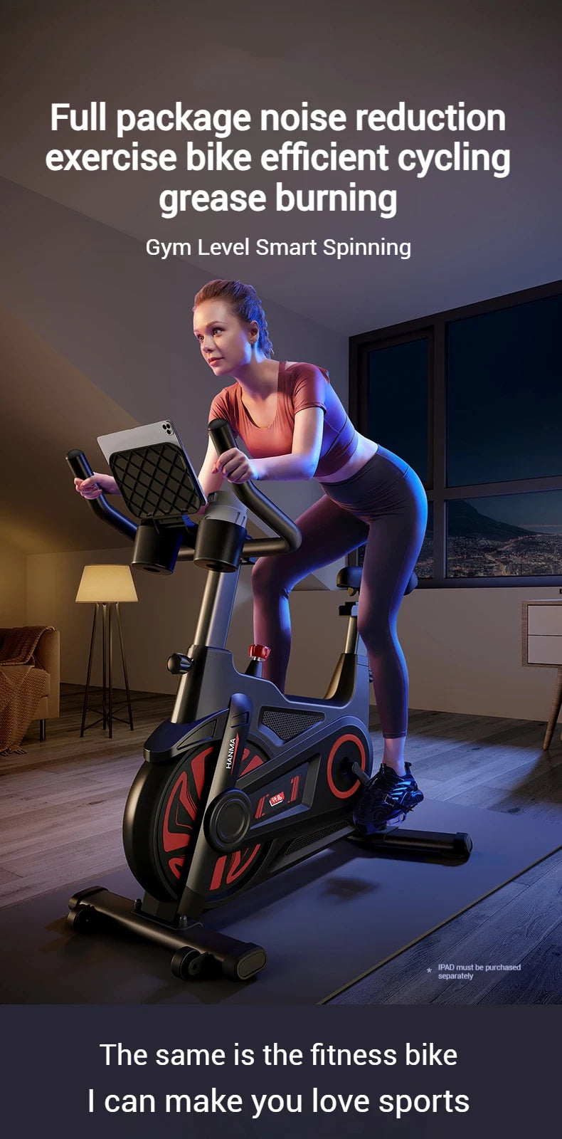 Magnetic Resistance Spinning Bike | Infinite Adjustment, LCD Monitor | Quiet Home Cycling Bike Secondary image