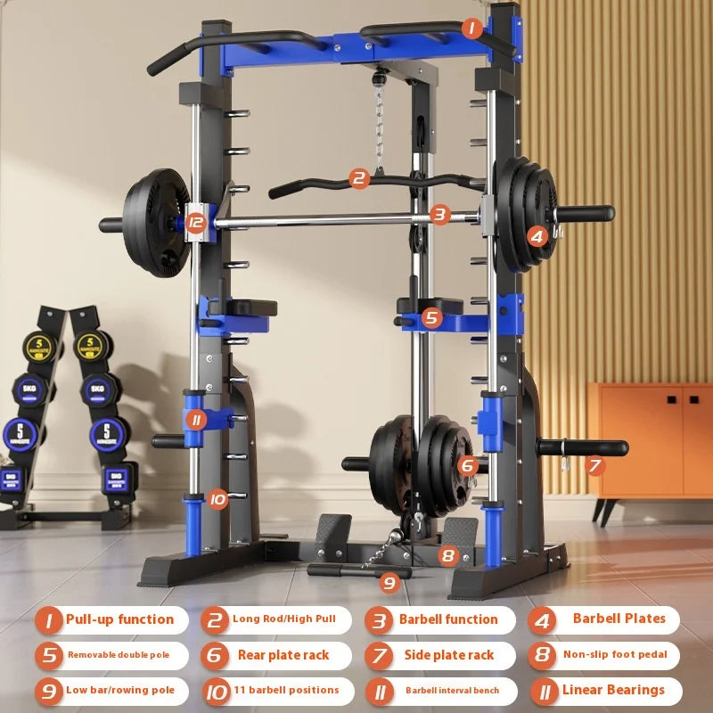 Multifunctional Smith Machine Cage with Squat Rack 300kg Capacity
