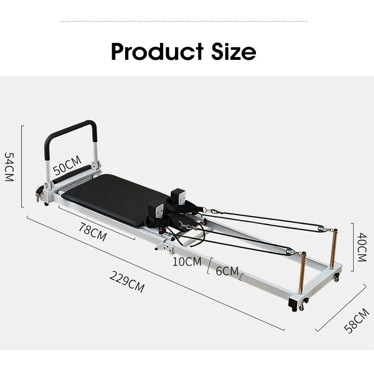 Foldable Pilates Reformer Steel Frame Yoga Fitness Equipment