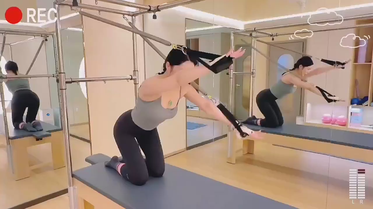 Pilates Reformer Machine with Tower Yoga Trapeze Aluminum